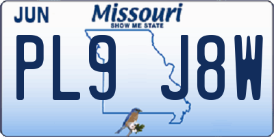 MO license plate PL9J8W