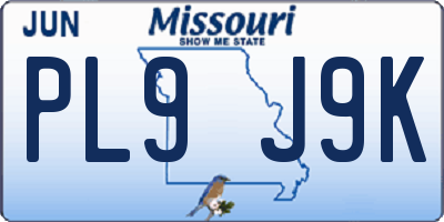 MO license plate PL9J9K