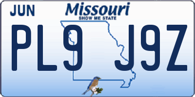 MO license plate PL9J9Z