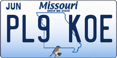 MO license plate PL9K0E