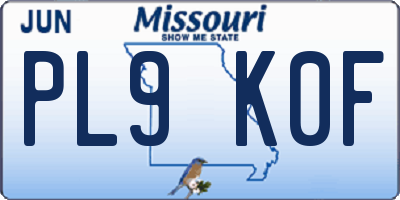 MO license plate PL9K0F