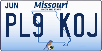 MO license plate PL9K0J