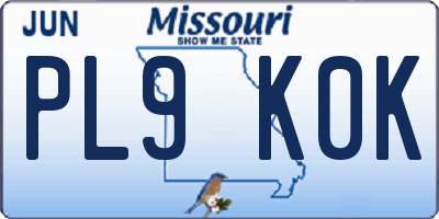 MO license plate PL9K0K