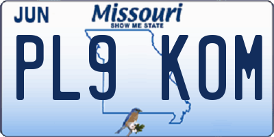 MO license plate PL9K0M
