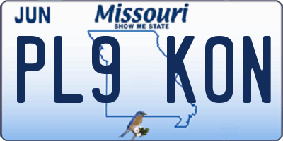 MO license plate PL9K0N