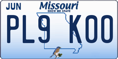 MO license plate PL9K0O