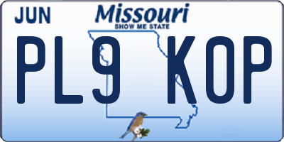 MO license plate PL9K0P