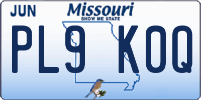 MO license plate PL9K0Q