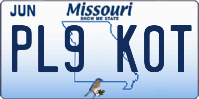 MO license plate PL9K0T