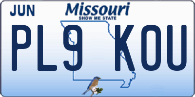 MO license plate PL9K0U