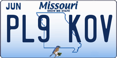 MO license plate PL9K0V