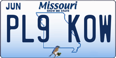 MO license plate PL9K0W