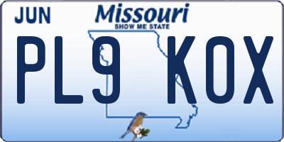 MO license plate PL9K0X