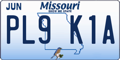 MO license plate PL9K1A