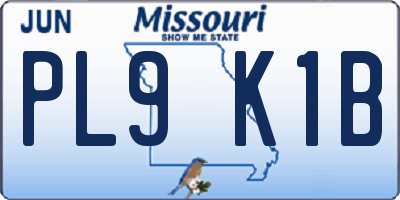 MO license plate PL9K1B