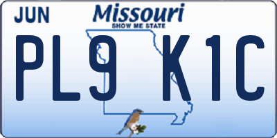MO license plate PL9K1C