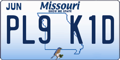 MO license plate PL9K1D