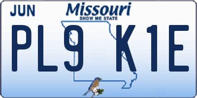MO license plate PL9K1E