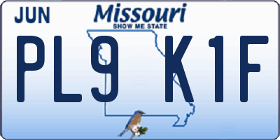 MO license plate PL9K1F