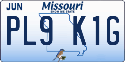 MO license plate PL9K1G
