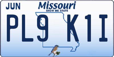 MO license plate PL9K1I