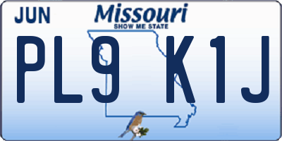 MO license plate PL9K1J