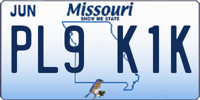 MO license plate PL9K1K
