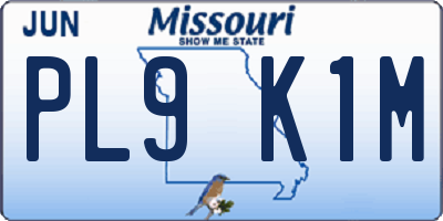 MO license plate PL9K1M