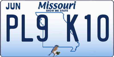 MO license plate PL9K1O