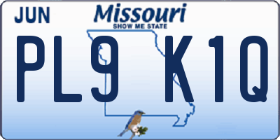 MO license plate PL9K1Q