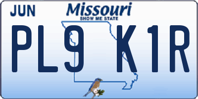 MO license plate PL9K1R