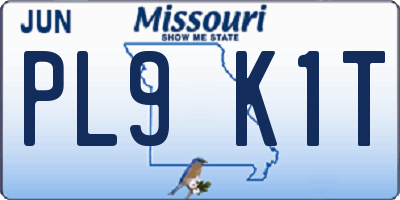 MO license plate PL9K1T