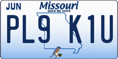 MO license plate PL9K1U
