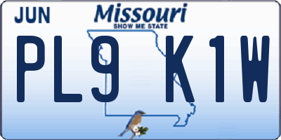 MO license plate PL9K1W