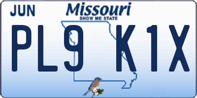 MO license plate PL9K1X