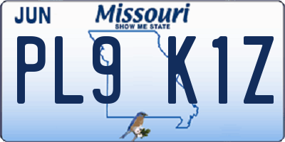 MO license plate PL9K1Z