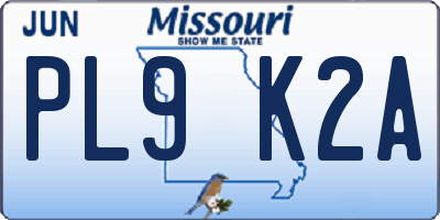 MO license plate PL9K2A