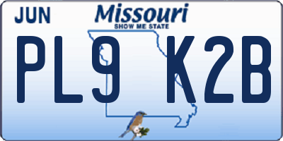 MO license plate PL9K2B
