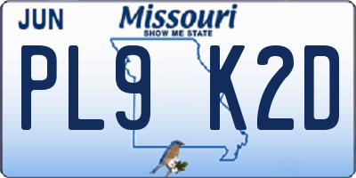 MO license plate PL9K2D