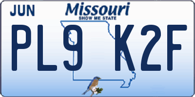 MO license plate PL9K2F