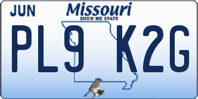 MO license plate PL9K2G