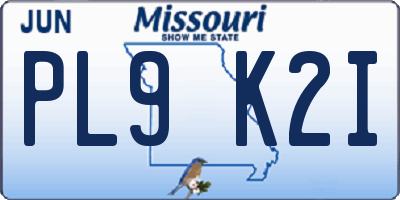 MO license plate PL9K2I