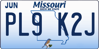 MO license plate PL9K2J