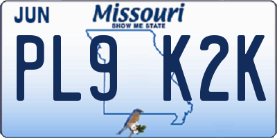 MO license plate PL9K2K