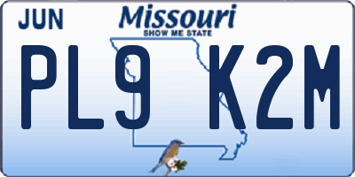 MO license plate PL9K2M