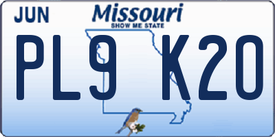 MO license plate PL9K2O