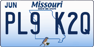 MO license plate PL9K2Q