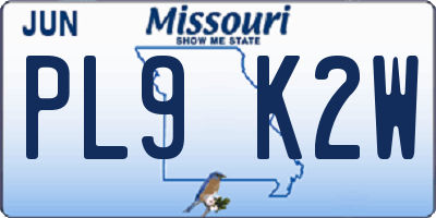 MO license plate PL9K2W