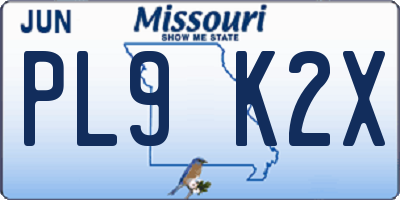 MO license plate PL9K2X