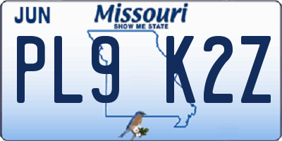 MO license plate PL9K2Z